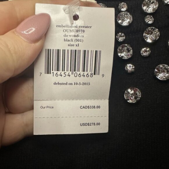 kate spade Do Wonders Embellished Black Sweater Size XL NWT - Picture 6 of 9
